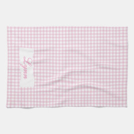 Classic Pink & White Gingham | Personalized Name Geschirrtuch
