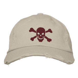 Classic Pirate Crossbones Skull in Burgund Red Bestickte Baseballkappe