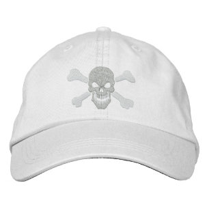 Classic Pirate Crossbones Skull in White Bestickte Kappe