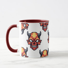 Classic Pixelated Devil Skull Pattern Mug Tasse