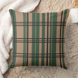 Classic Plaid Greens, Tan, Black Throw Pillow Kissen