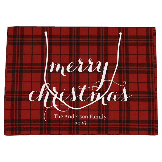 Classic Plaid Merry Christmas Festive -  Große Geschenktüte (Vorderseite)