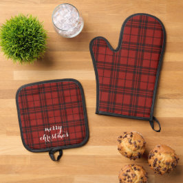 Classic Plaid Merry Christmas Festive - Ofenhandschuh & Topflappen-Set