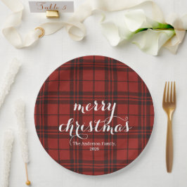Classic Plaid Merry Christmas Festive - Pappteller
