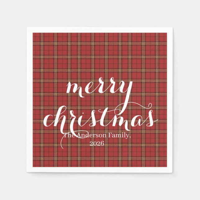 Classic Plaid Merry Christmas Festive -  Serviette (Vorderseite)