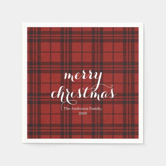 Classic Plaid Merry Christmas Festive -  Serviette (Vorderseite)