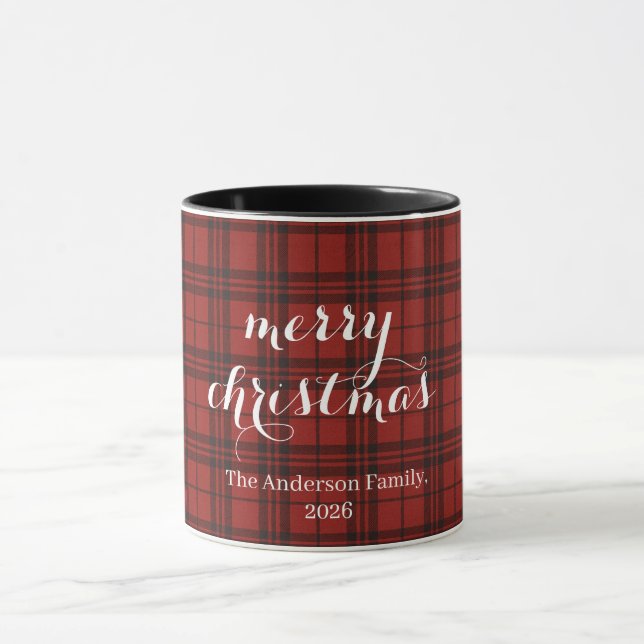 Classic Plaid Merry Christmas Festive -  Tasse (Zentrum)