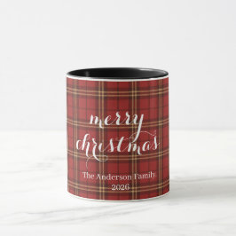 Classic Plaid Merry Christmas Festive - Tasse