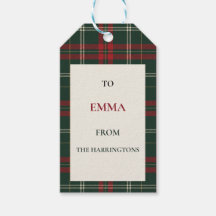 Classic Plaid Personalized Christmas Gift Tags