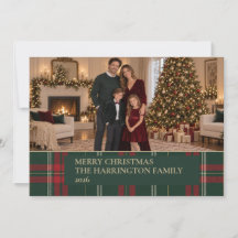 Classic Plaid Personalized Family Photo Christmas 