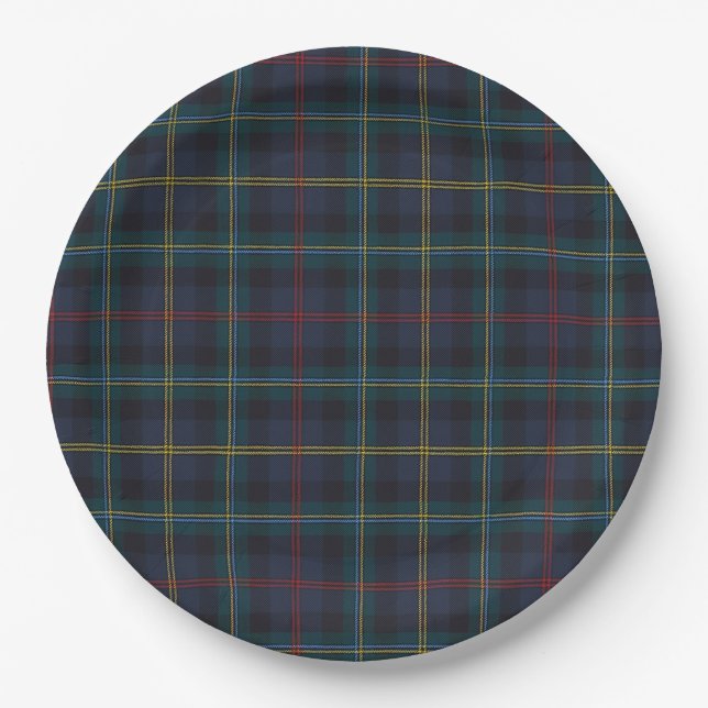 Classic Plaid Teddy Bear Baby Shower Paper Plates Pappteller (Vorderseite)