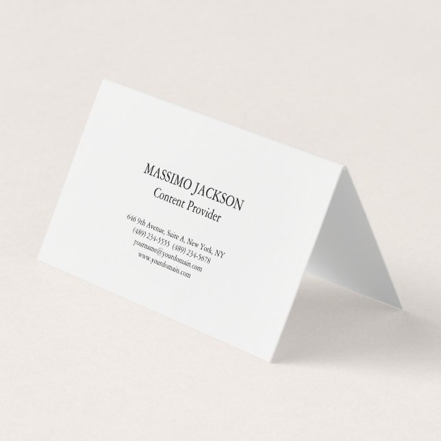 Classic Plain White Simple Professional Minimalist Visitenkarten (Vorderseite)
