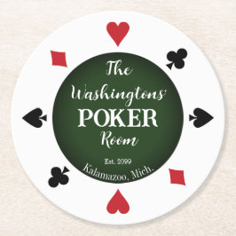 Classic Playing Cards Poker Room Beer Drink Runder Pappuntersetzer