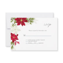 Classic Poinsettia Blume Wedding RSVP Card