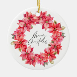 Classic Poinsettia Weihnachtskranz mit Beeren Keramik Ornament