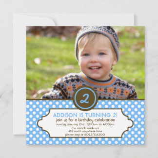 Classic Polka Dot Birthday Invitation (Baby Blue) Einladung