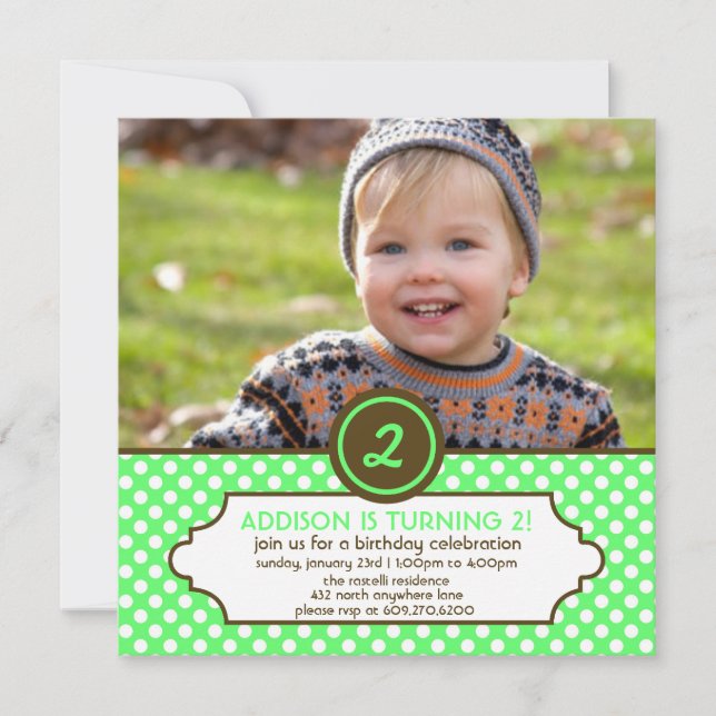 Classic Polka Dot Birthday Invitation (Mint) Einladung (Vorderseite)