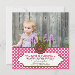 Classic Polka Dot Birthday Invitation (Pink) Einladung