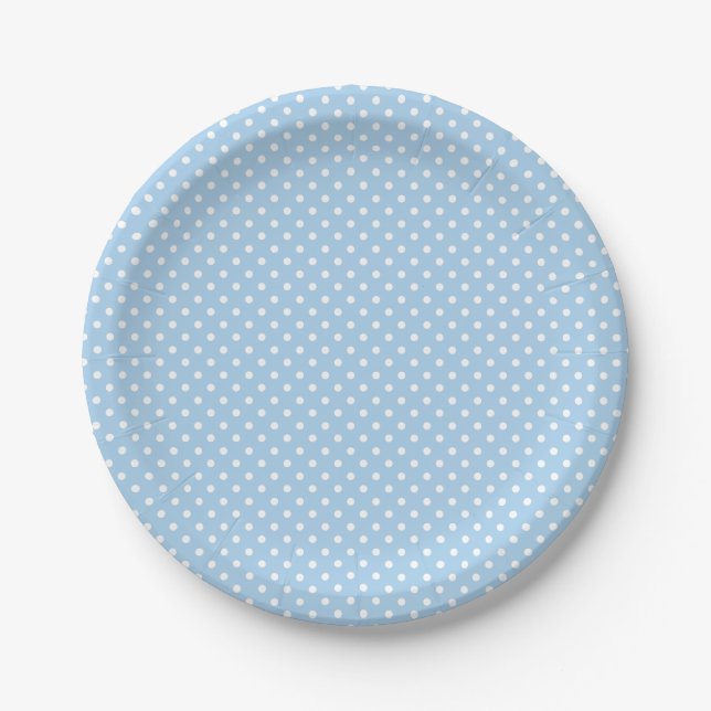 Classic Polka Dot White - Baby Blue Pappteller (Vorderseite)
