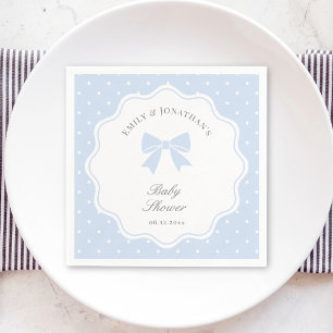 Classic Polka Dots Baby Blue Bow Boy Baby Dusche Serviette
