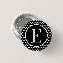 Classic Polka Dots Black Custom Anfangsbuchstaben Button