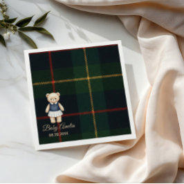 Classic Polo Teddy Bear Preppy Plaid Baby Shower Serviette