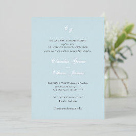 Classic Powder Blue Monogram Elegant Wedding Folieneinladung