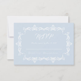 Classic Powder Blue Ornately Framed Wedding RSVP Karte