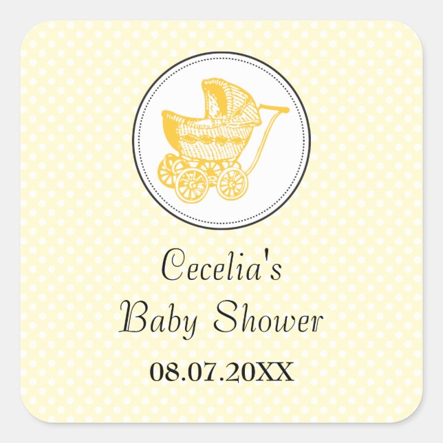 Classic Pram Baby Shower Sticker (Vorderseite)