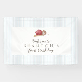 Classic Preppy Baseball First Birthday Party Banner