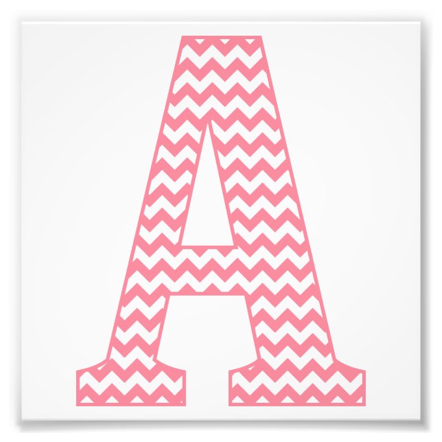 Classic Preppy Pink Zickzack Letter A Monogram Fotodruck (Vorne)