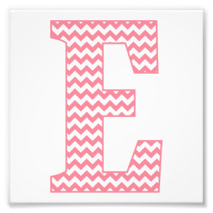 Classic Preppy Pink Zickzack Letter E Monogram Fotodruck