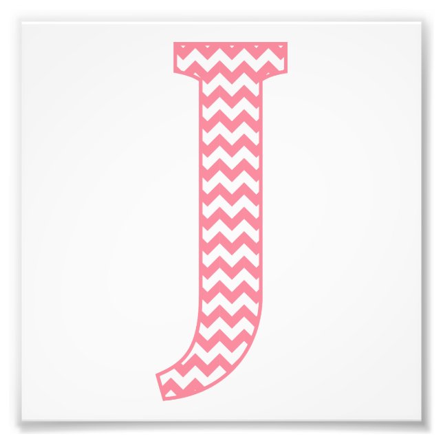 Classic Preppy Pink Zickzack Letter J Monogram Fotodruck (Vorne)