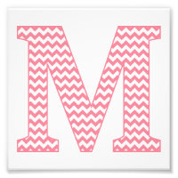 Classic Preppy Pink Zickzack Letter M Monogramm