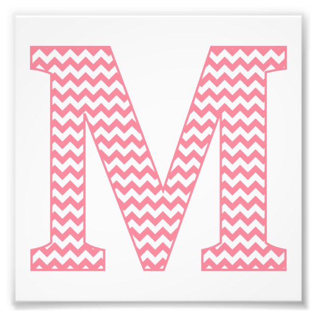 Classic Preppy Pink Zickzack Letter M Monogramm Fotodruck (Vorne)