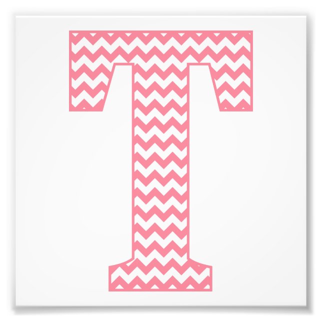 Classic Preppy Pink Zickzack Letter T Monogram Fotodruck (Vorne)