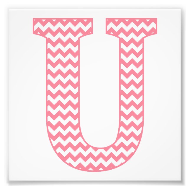 Classic Preppy Pink Zickzack Letter U Monogram Fotodruck (Vorne)