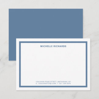 Classic Professional Dusty Blue Border Stationery Mitteilungskarte