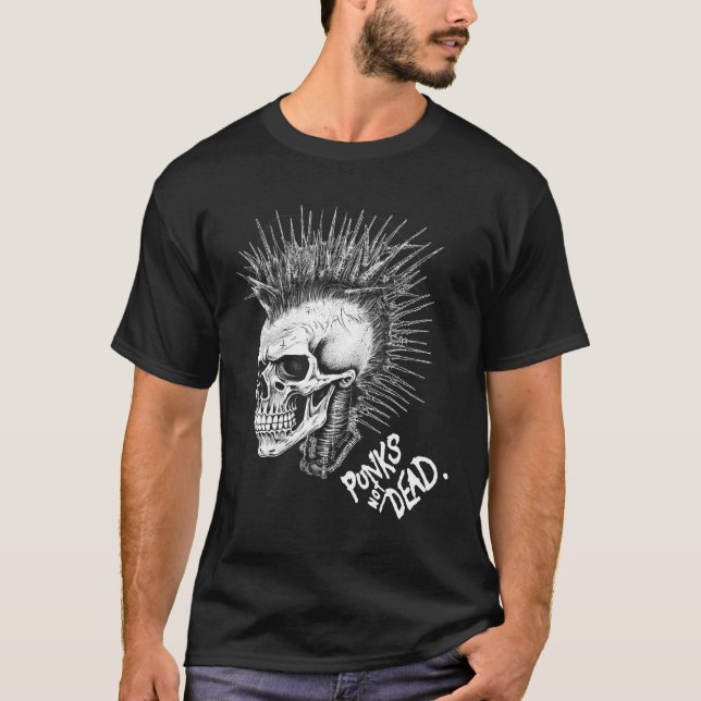 Classic Punk Rock Skull Punks Not Dead T-Shirt (Vorderseite)