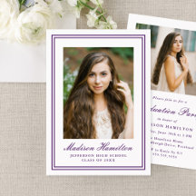 Classic Purple Double Border Photo Graduation