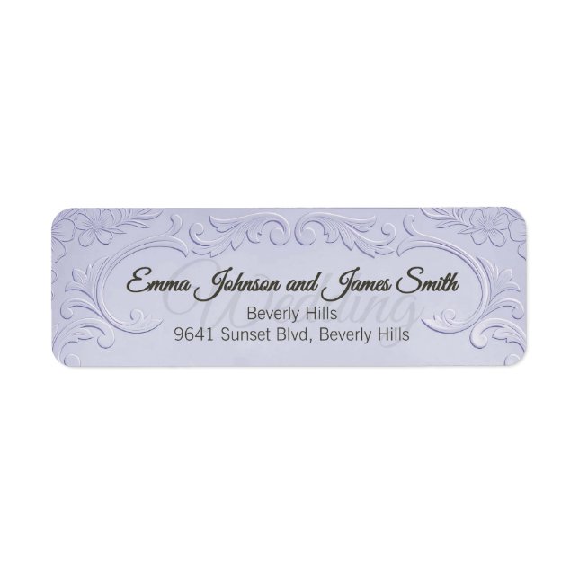 Classic Purple Floral Wedding Return Labble  (Vorne)