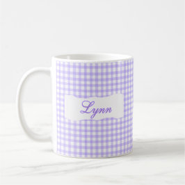 Classic Purple Gingham Personalized Name  Kaffeetasse