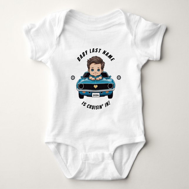 Classic Race Car Baby Boy Cruisin' in Baby Strampler (Vorderseite)