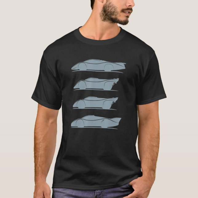 Classic Race Car Silhouette Auto Blaupause T-Shirt (Vorderseite)