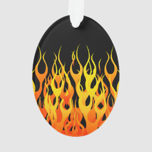 Classic Racing Flames on Solid Black Ornament