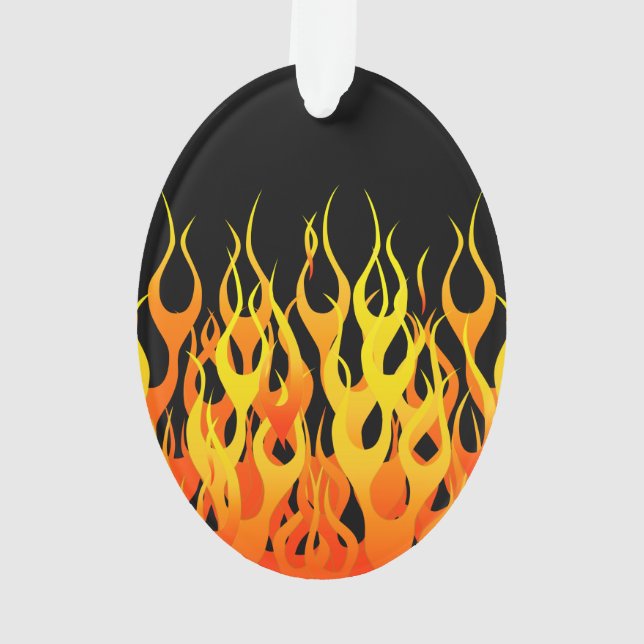 Classic Racing Flames on Solid Black Ornament (Rückseite)