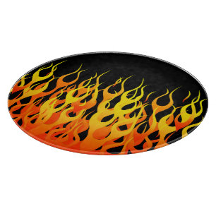 Classic Racing Flames on Solid Black Schneidebrett