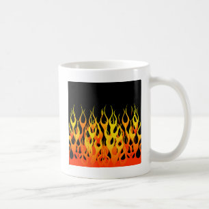 Classic Racing Flames on Solid Black Tasse
