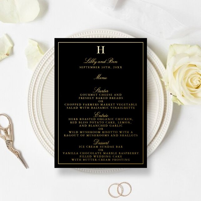 Classic Real Foil Pressed Wedding Menu Cards Folieneinladung (Von Creator hochgeladen)