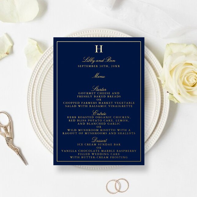 Classic Real Foil Pressed Wedding Menu Cards Folieneinladung (Von Creator hochgeladen)